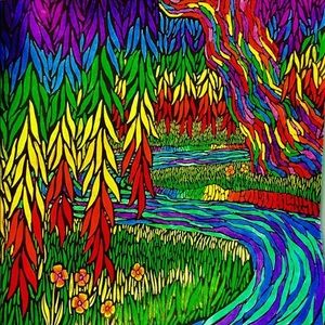 Rainbow Tree Psychedelic Art With Frame